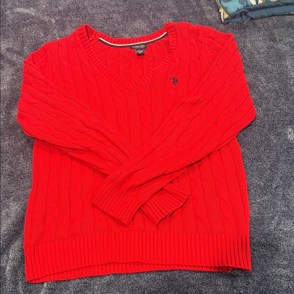 Women’s Red Cable Knit Sweater